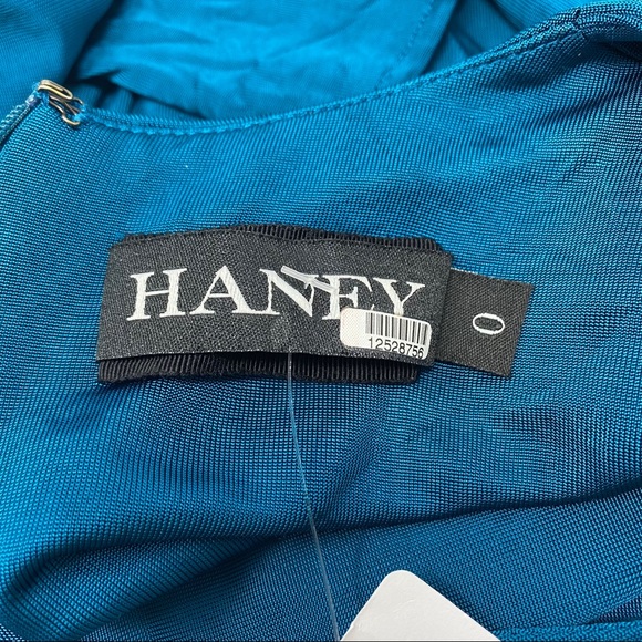 NWT Haney Sara Gown Teal Blue Twist Front Dress - Picture 15 of 16